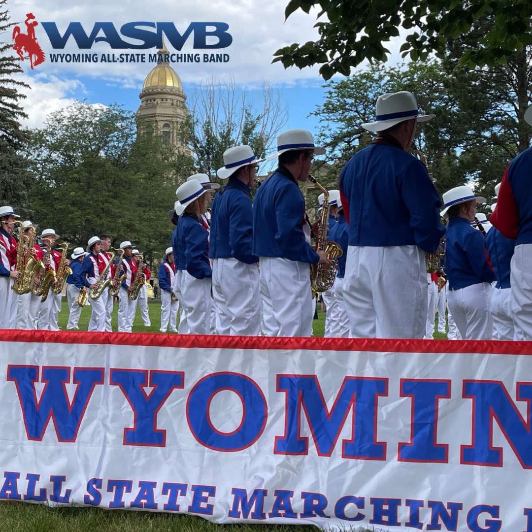 WyoBand's tweet photo. What a day for a parade! The Wyoming All-State Marching band has arrived in Cheyenne for the frontier days parade. #wyoband #orlandotourism https://t.co/nrFOLcrIxj