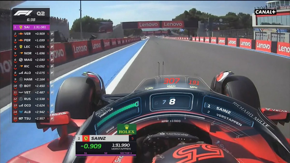 TearOffFR's tweet image. Quel tour magnifique de Carlos Sainz qui met 9 dixièmes à Max Verstappen ! 🤯

#F1 #FrenchGP 🇫🇷