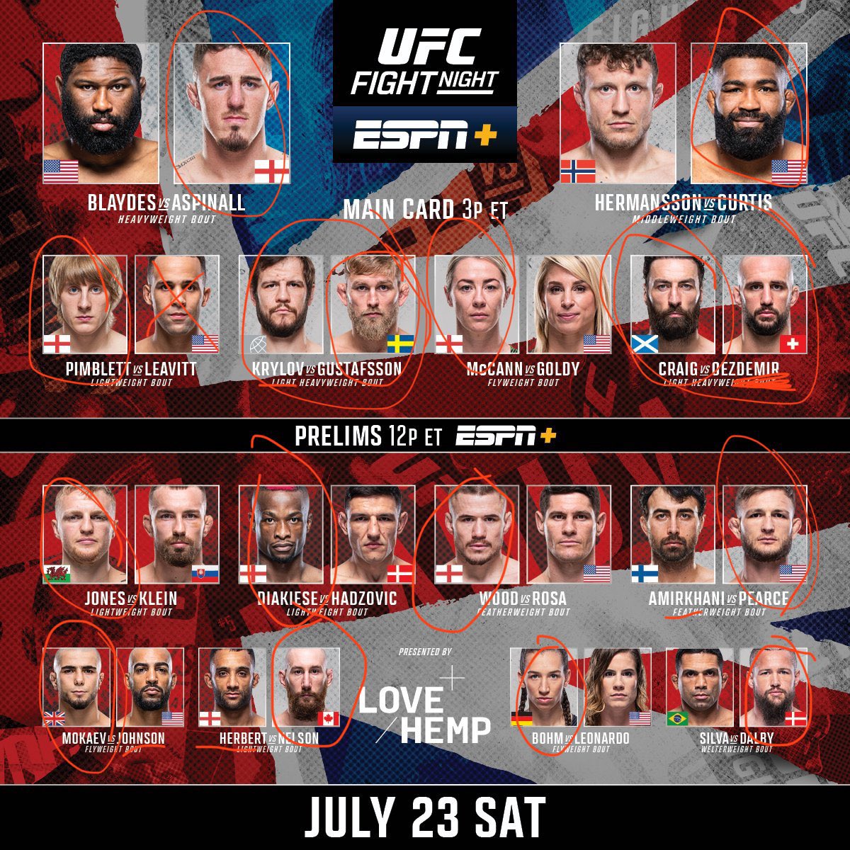 TweeterPeter92's tweet photo. @ufc not sure who to pick today but it’s all in the sports gut @OLGproline @Proline_Canada some really good fights I circled and the underdogs I picked are not for sure but I just want to see win but hard picks today. Enjoy the fights everyone https://t.co/AICyUq06qo