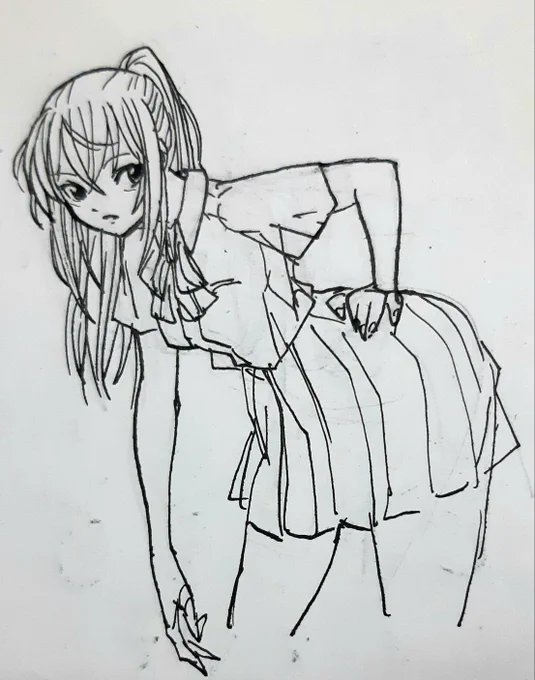 パソコンが傍にいない時はアナログで練習します(*`・ω・)ゞ
自分がポニーテール萌えですが、ポニーテールを上手く描けないという事実 