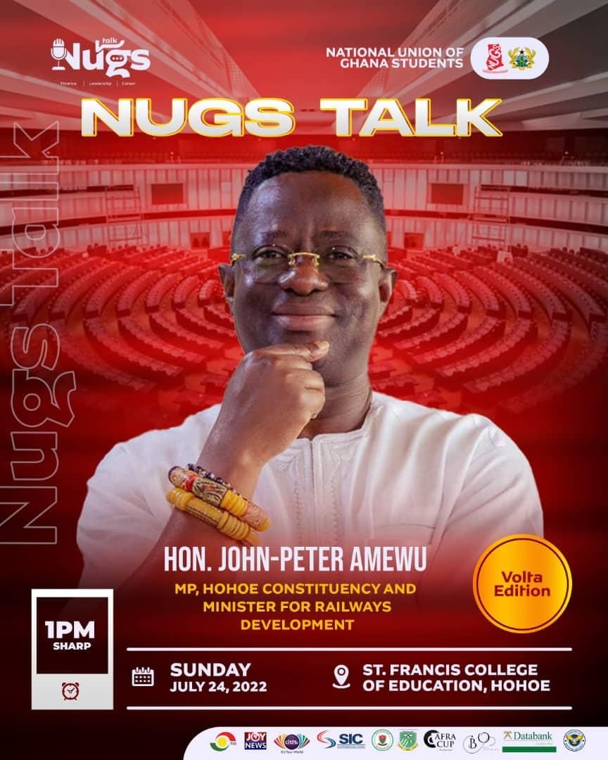 Make a date this Sunday at St. Francis College of Education, Hohoe for this year's National Union of Ghana Students (Volta Edition) event dubbed "NUGS TALK".

#NugsTalk