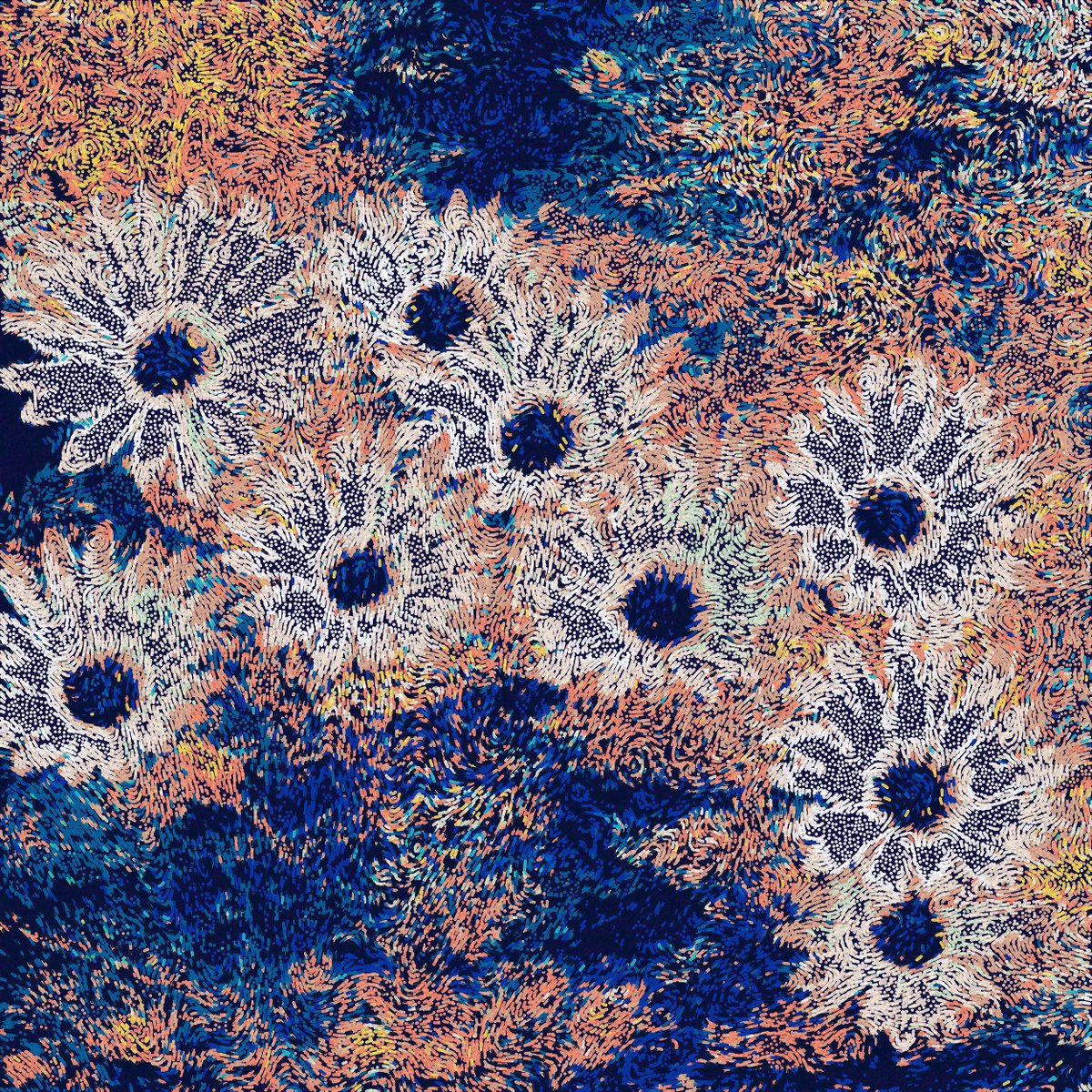 GM! Had the pleasure of being commissioned by <a href="/PrimeShot_eth/">Ilya Nikolayev</a> and <a href="/Nft500/">NFT500</a> for two digital/physical pieces which were added to the Spring Day collection on Foundation. Both will be painted soon by the big #plotter on canvas! 🤖🎨🖌️. 

#generativeart #plottertwitter