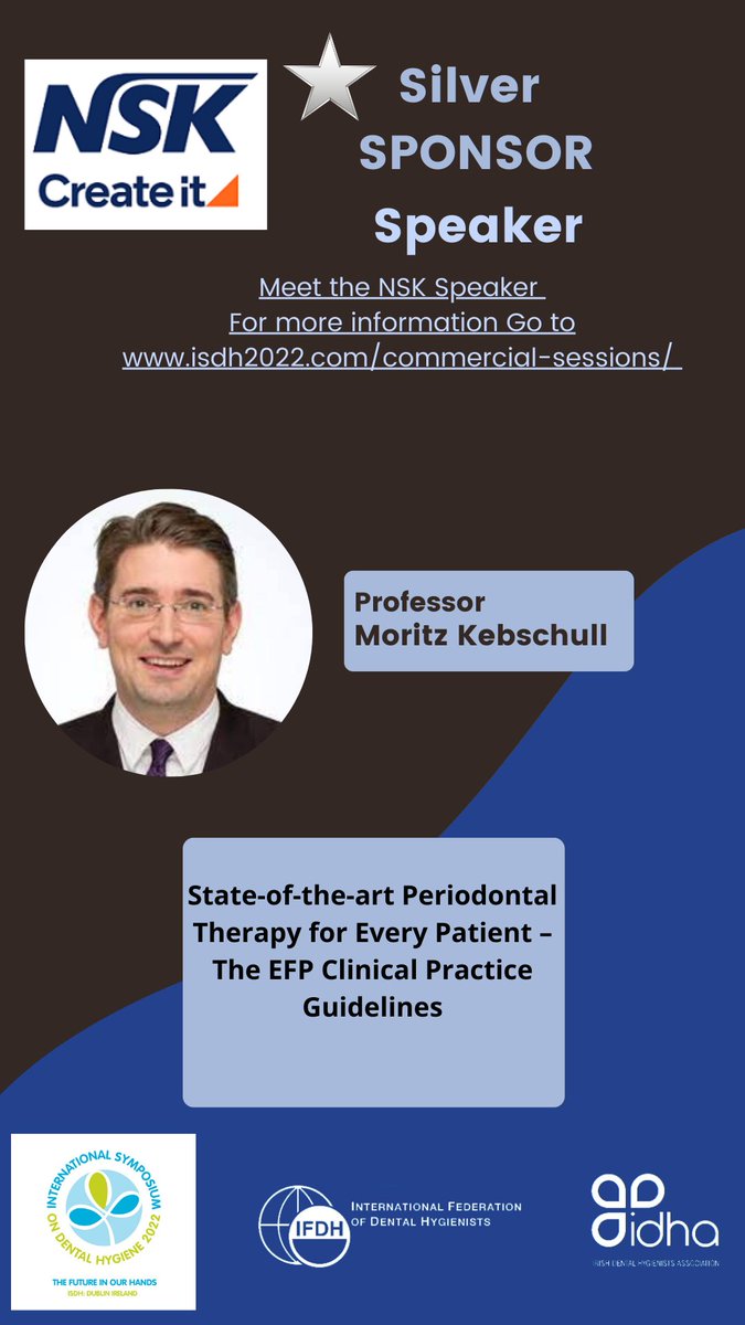 isdh2022's tweet photo. Welcome to Professor Moritz Kebschull to #isdh2022 our sponsored speaker from NSK. Go to https://t.co/tMpfCll3JV to find out more @IrishHygienists @YourADHA @BSDHTUK @theCDHA @NVMmondzorg @CoachSiobhan @PerioEurope https://t.co/n1gl4HiFLy