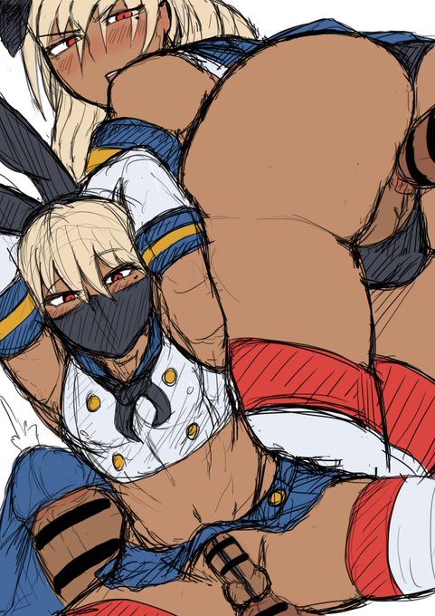 #男の娘コスプレ女装男子イラスト褐色島風くん途中色置き。アナルにチンポ突っ込んだらええねん。穴を掘っている(Amazarashi) 