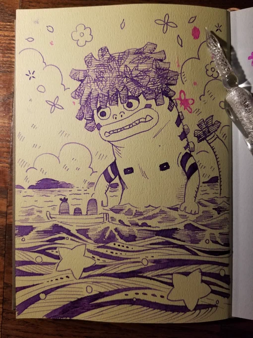 ガラスペン一発描き❗
『海わたり』 
