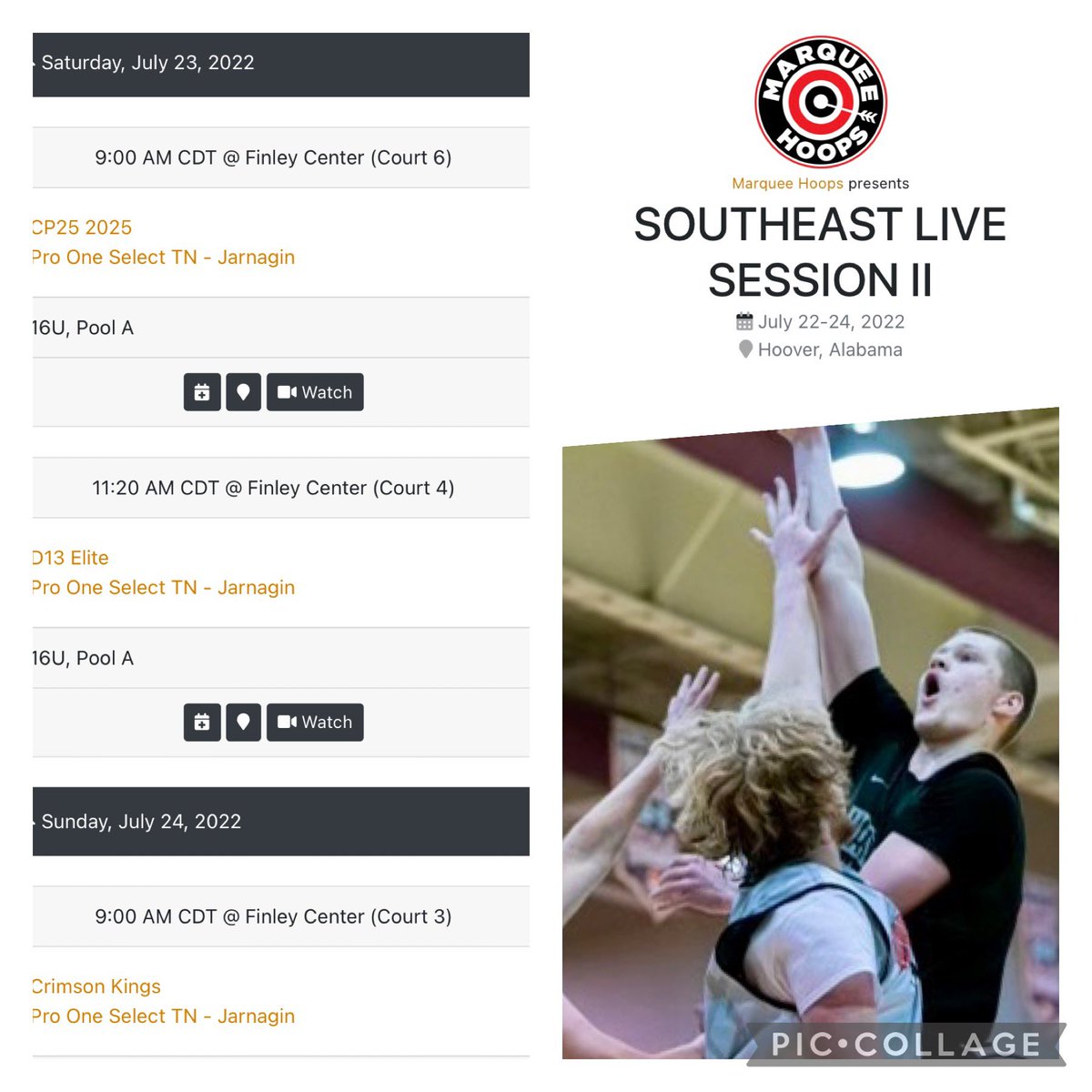 My last summer tourney will be @marqueehoops Southeast Live in Hoover, AL this weekend.  Let’s go
 @ProOneSelect_TN <a href="/Pro1Basketball/">Pro One Basketball</a> <a href="/PrepHoopsTN/">Prep Hoops Tennessee</a> <a href="/Bjarnagin33/">B.J. Jarnagin</a> @MHSMBB
