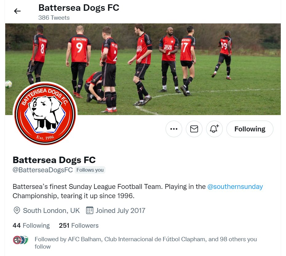 #PLAYERSWANTED
➡️Club: <a href="/BatterseaDogsFC/">Battersea Dogs FC</a> 
➡️League: <a href="/SouthernSunday/">Southern Sunday Football League</a> 
➡️Division: Bob Dixon League One
➡️Area: South London

Looking for:
➡️All positions
➡️Mainly #GK, #DF
➡️Amateur, committed to Sunday mornings

@PodcastSelk <a href="/PlayerFinderUK/">PlayerFinder</a> @PTeamfinder