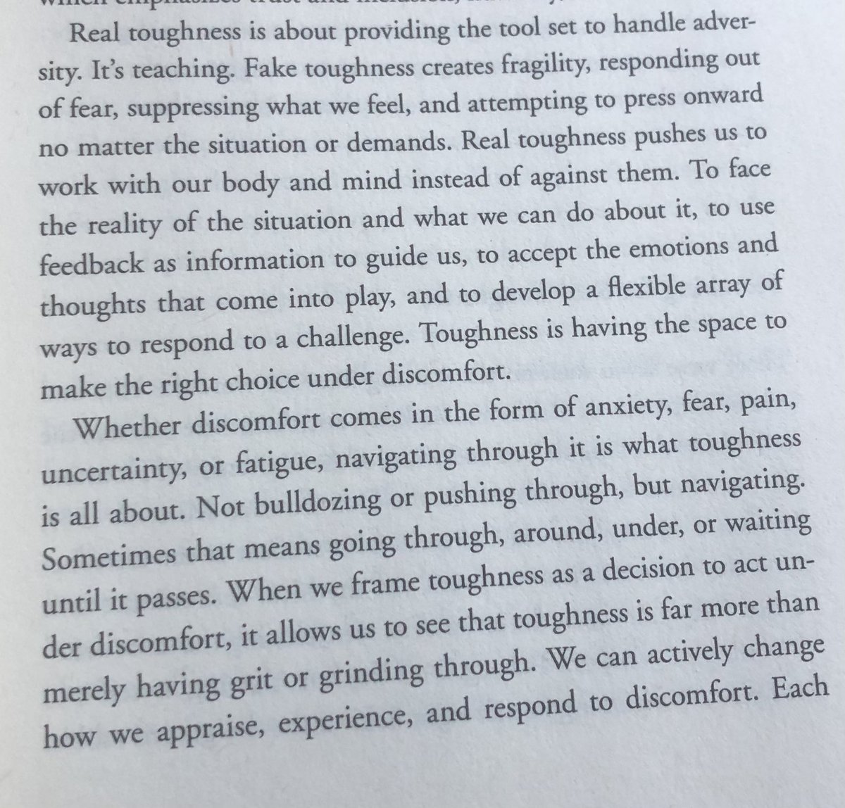 Just starting to read Do Hard Things <a href="/stevemagness/">Steve Magness</a> . Loved this definition/explanation of toughness