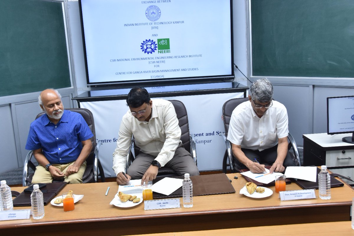 CSIR-NEERI signed MoU with cGanga, IIT Kanpur for partnership in the area of River Basin Management for various rivers across India. As fist step a Center for Godawari shall be established at CSIR-NEERI Nagpur to undertake the activities. <a href="/dgcsirIndia/">DG, CSIR</a>  <a href="/shekhar_mande/">Shekhar Mande</a> <a href="/CSIR_IND/">CSIR, India</a>