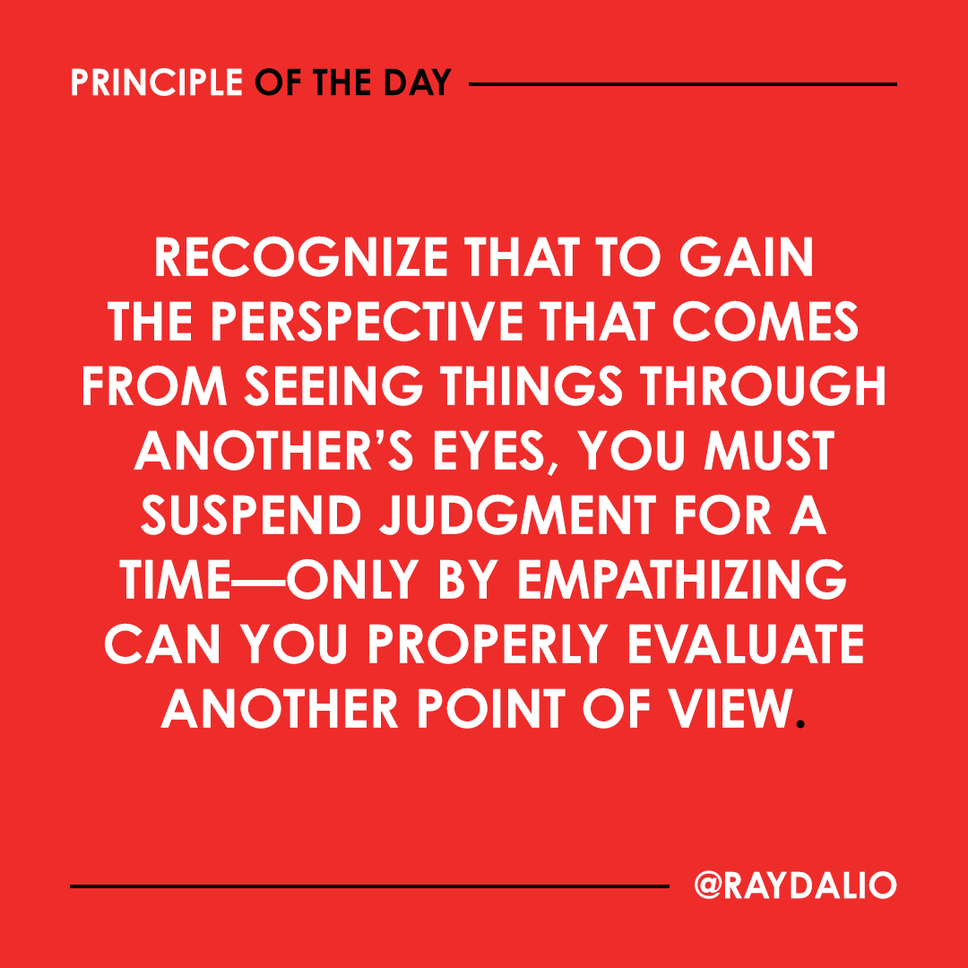RayDalio's tweet photo. Open-mindedness doesn’t mean going along with what you don’t believe in; it means considering the reasoning of others instead of stubbornly and illogically holding on to your own point of view. https://t.co/9U1YJmwlAn