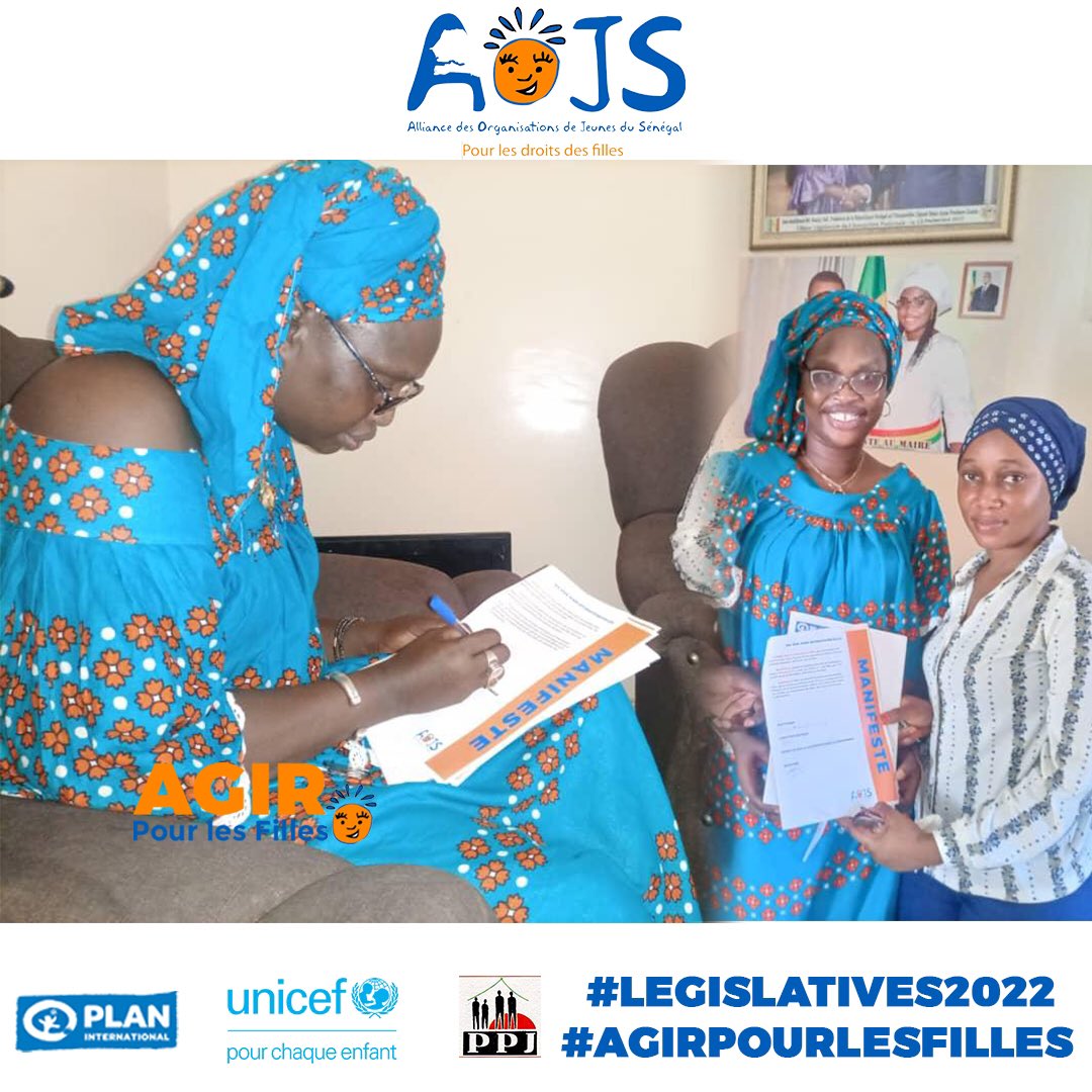 Candidat(e)s investi(e)s aux élections législatives à Dakar,  

Ramatoulaye sy, la député Anna Poubaye Gomis,
Fatimata sy et Baidy Ba s'engagent à Agir Pour les Filles.

#senegal #droitsdesfilles #legislatives2022 #kebetu