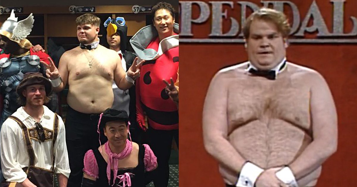 New Met Daniel Vogelbach as Chris Farley back in 2016.