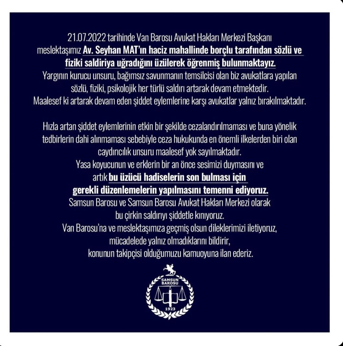 Samsun Barosu Avukat Hakları Merkezi (@samsunbarosuahm) on Twitter photo 