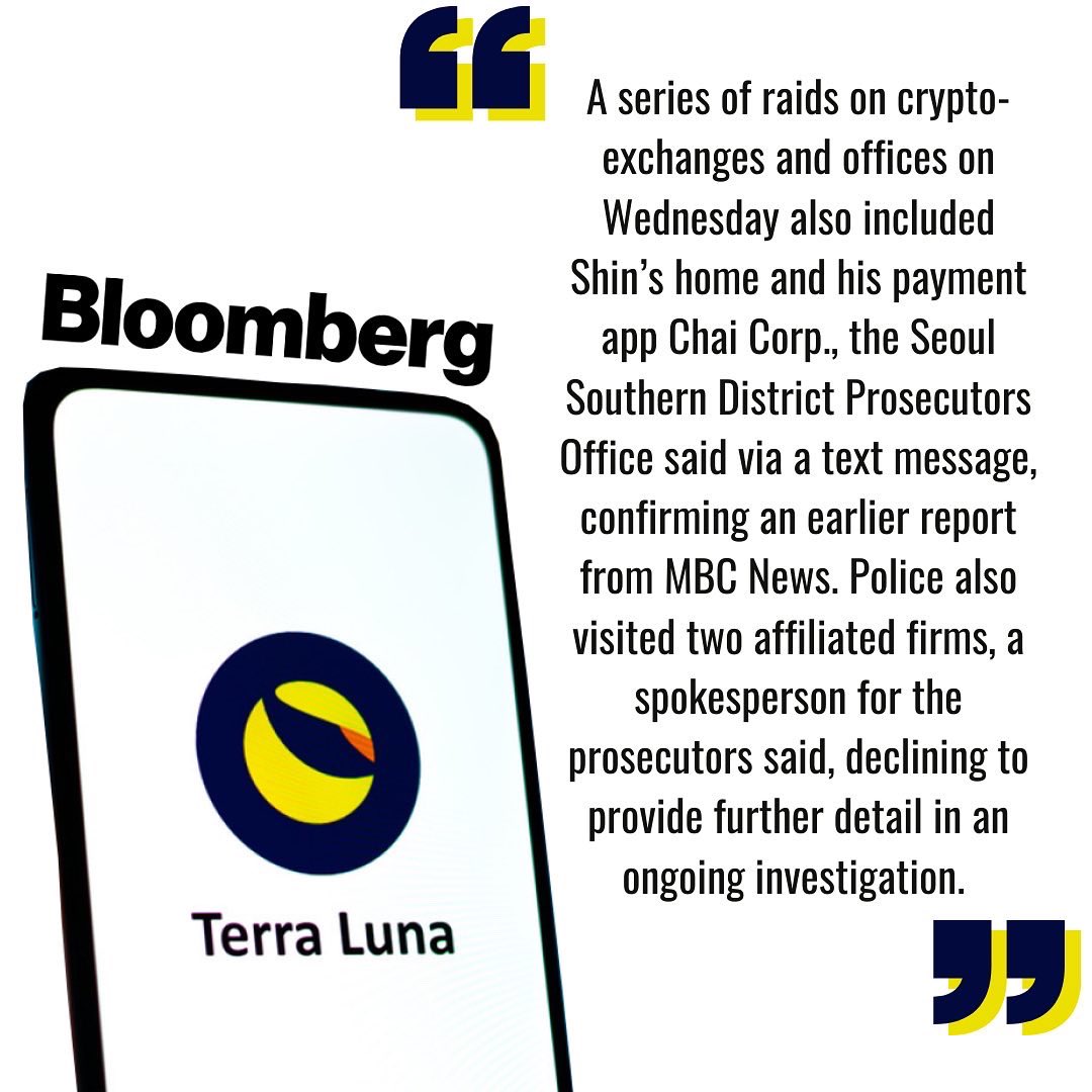 Recent news was released that Daniel Shin's home and his company Chai Corp were raided. What are your thoughts on this? 

To find out more refer to the link below

bloomberg.com/news/articles/…

#terraluna
