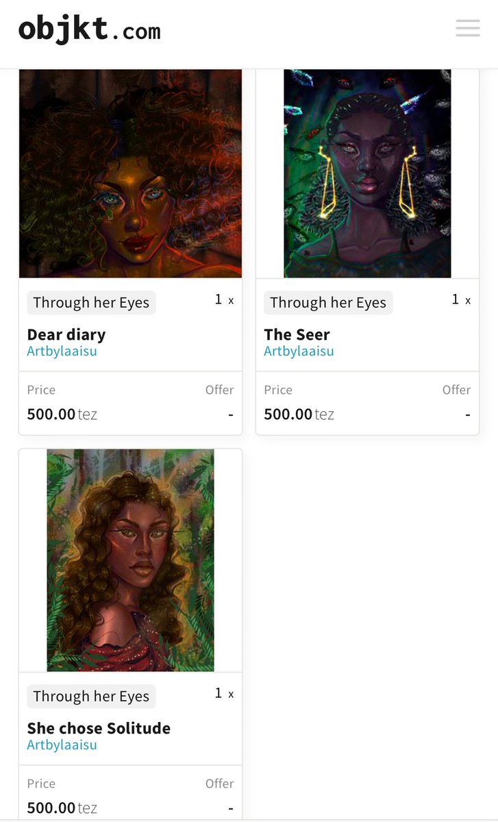 Artbylaaisu's tweet image. ‘THROUGH HER EYES’ collection is still up on @objktcom for the @1of1xtz event.

 objkt.com/collection/KT1…

#tezcommunity #1of1xtz