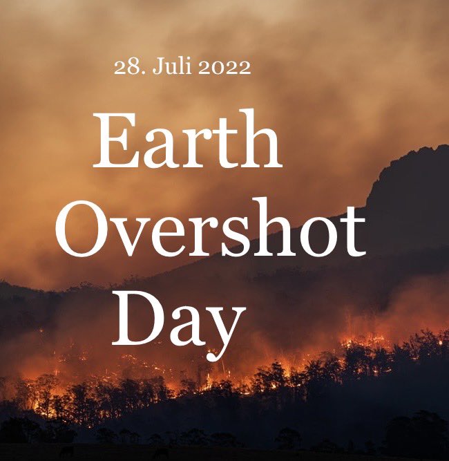*✋🌎🛑Demo: Ausbeutung der Erde stoppen 🛑🌎✋*

🗓29.7.22
⏰ 17:30 Uhr 
📍Jungfernstieg 

Am 28.7. ist globaler *Earth Overshot Day*, das bedeutet, dass die Menschheit an diesem Tag alle Ressourcen verbraucht hat, die die Erde in einem Jahr zur Verfügung stellen kann. …
