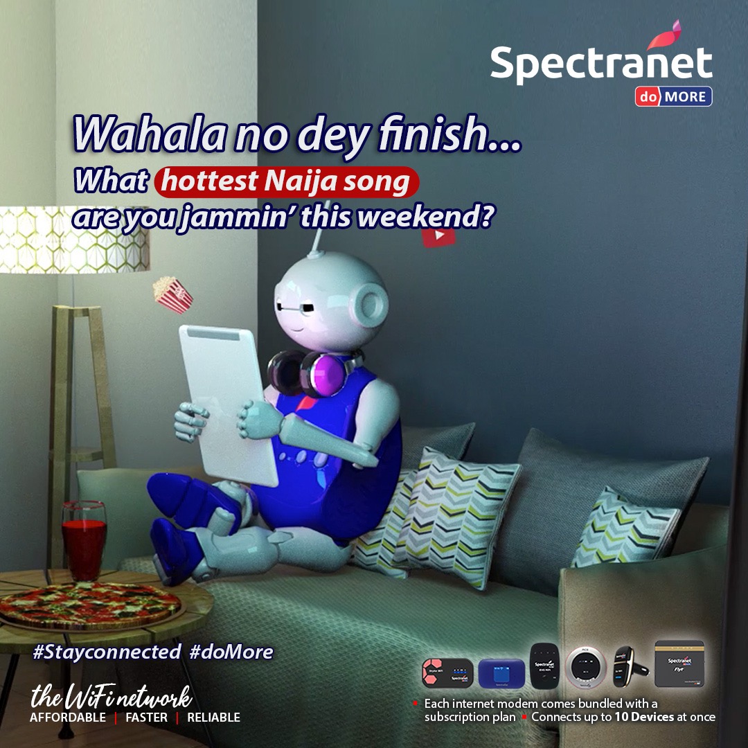 Spectranet_NG's tweet photo. Jam with Specko 🎧
🎶🎶🎶 Wahala e no dey finish...
Complete this chorus in the comment section?
If you get it right, then you sure understand how Specko wants you to spend the weekend.
#ChillWeekend with #SpectranetWiFi #weekendvibes #Specko
#SaturdayVibes #TryDeyEnjoy https://t.co/fb2JnUVzc2