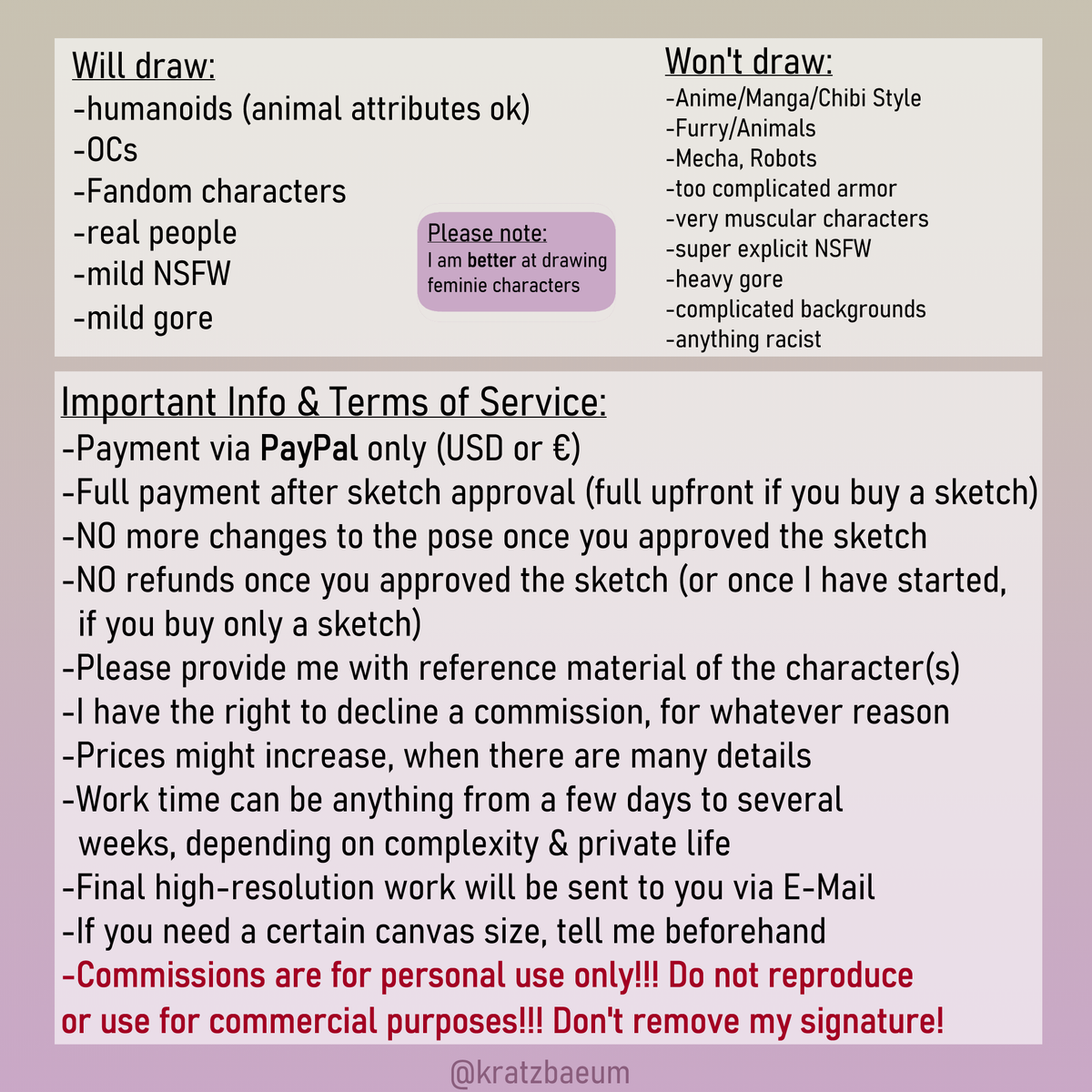 kratzbaeum's tweet photo. Opening up Commissions for the very first time ❤️
The first two people to ever commission me will receive a 20% discount on their order 😊
Please read everything carefully! 
-
#commissionsopen #commissionopen #commissions #commissioninfo #CommissionSheet #ArtCommission https://t.co/jCm5RLSYgV