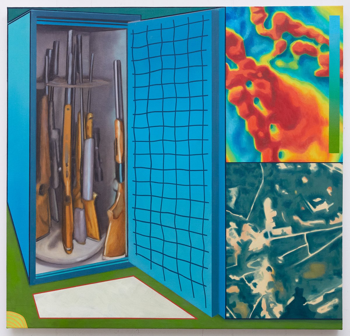 Paul Nadeau’s paintings are landscapes of socio-economic transition in rural Canada. Billboards, parking lots, and rural scenes painted from field research and online images examine the colonial extractive methods within Canadian industries and tourism.

ow.ly/3IVo50JZCS1