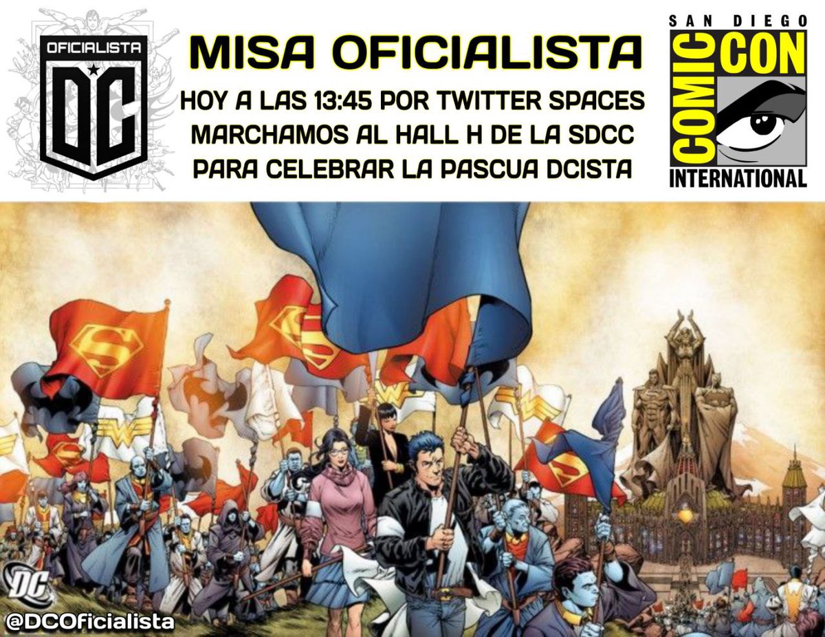 DCoficialista's tweet photo. Hoy! En 3 horas 45 minutos 
#SDCC https://t.co/f8lUD4DJfD
