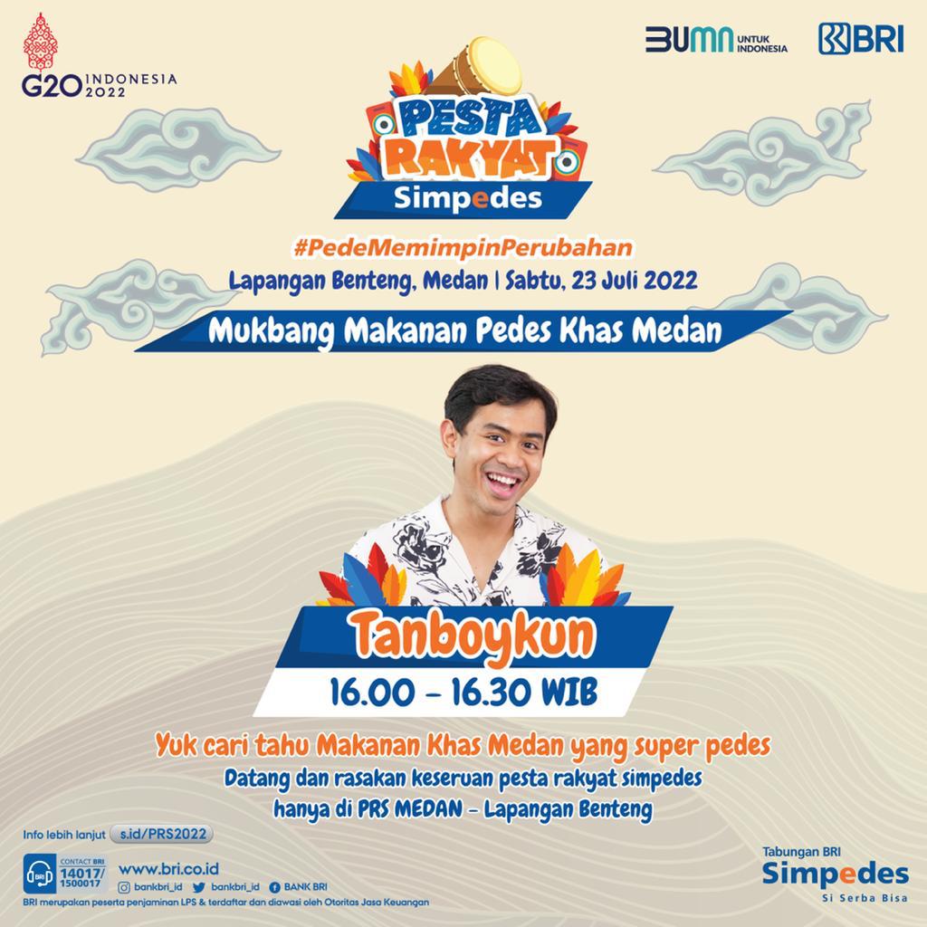 Pengen banget terbang ke Medan buat dateng ke Pesta Rakyat Simpedes karna ada Tanbo Kun yang bakalan mukbang makanan pedes khas medan heuheu, yuk yg di medan dateng kesiniiii!!
#PRSMedan2022
