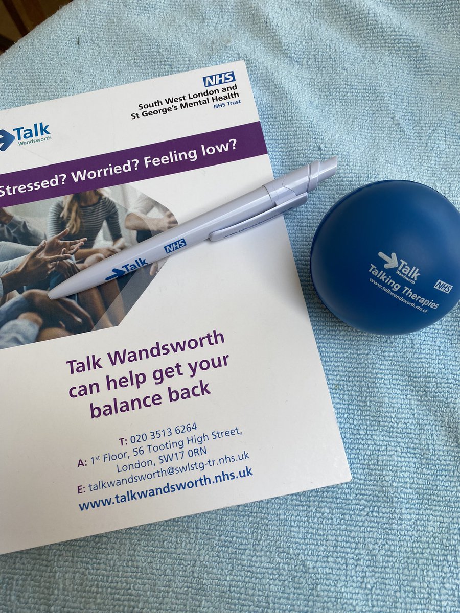 I never knew, did you? You can refer yourself for talking therapies. Picked up leaflets to be able to do my signposting role as a Councillor. The team in Southside thought I might be a bit stressed and kindly gave me a stress ball. Thanks @talkwandsworth
