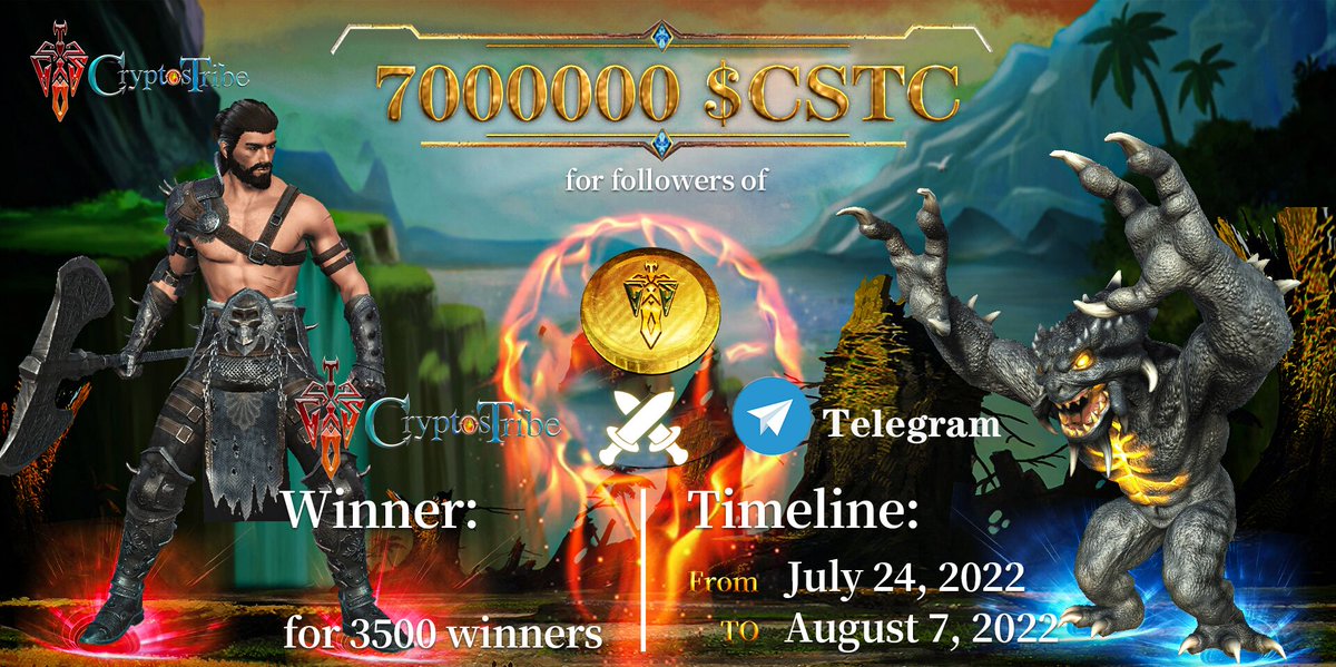 🏆🏆🏆The second round of CryptosTribe airdrop, ask our Telegram community management for an exclusive invitation link, invite 20 people to get 2000CSTC, a total of 3500 winners, airdrop time: July 24, 2022 to August 7, 2022 deadline, meet the conditions Airdrop available...