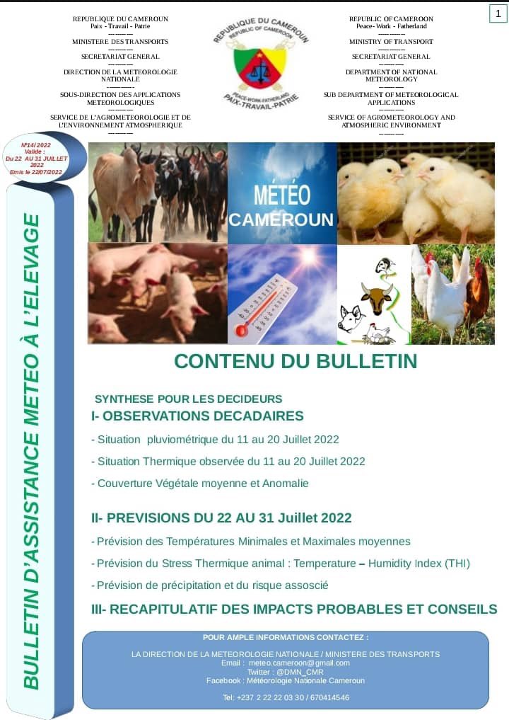 LivlyMaeva's tweet photo. *La période du 22 au 31 Juillet 2022 sera marquée par une pluviométrie abondante à extrême sur  la grande partie Nord du pays, et les régions du Nord-ouest et du Sud - Ouest. À l'exception des régions du...suite dans le bulletin... https://t.co/pGMHqcyZkw