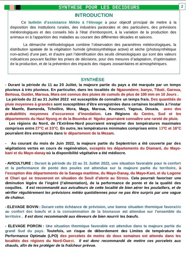 LivlyMaeva's tweet photo. *La période du 22 au 31 Juillet 2022 sera marquée par une pluviométrie abondante à extrême sur  la grande partie Nord du pays, et les régions du Nord-ouest et du Sud - Ouest. À l'exception des régions du...suite dans le bulletin... https://t.co/pGMHqcyZkw
