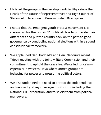 SASGonLibya's tweet image. On Thursday in Istanbul, I was invited to join a meeting hosted by the Government of Türkiye and attended by senior representatives from Egypt, France, Germany, Italy, the United Kingdom and the United States.  Here are some key points from our discussion: