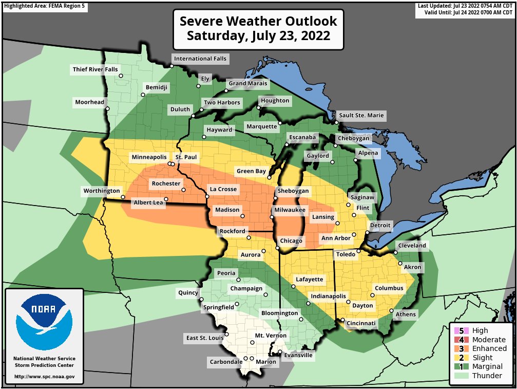 NWS's tweet image. An active day of severe weather is already underway across the Upper Midwest and lower Great Lakes.  Severe Thunderstorm Watches are already in effect this morning.  Follow your local weather service office for the latest.

weather.gov/socialmedia