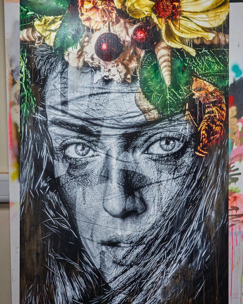 Ascension - 7 layer stencil and spraypaint, 140x90cm.

3 months of cutting was a mission, but it worked out in the end 🙏🏻 

Photos: Louis Thornton