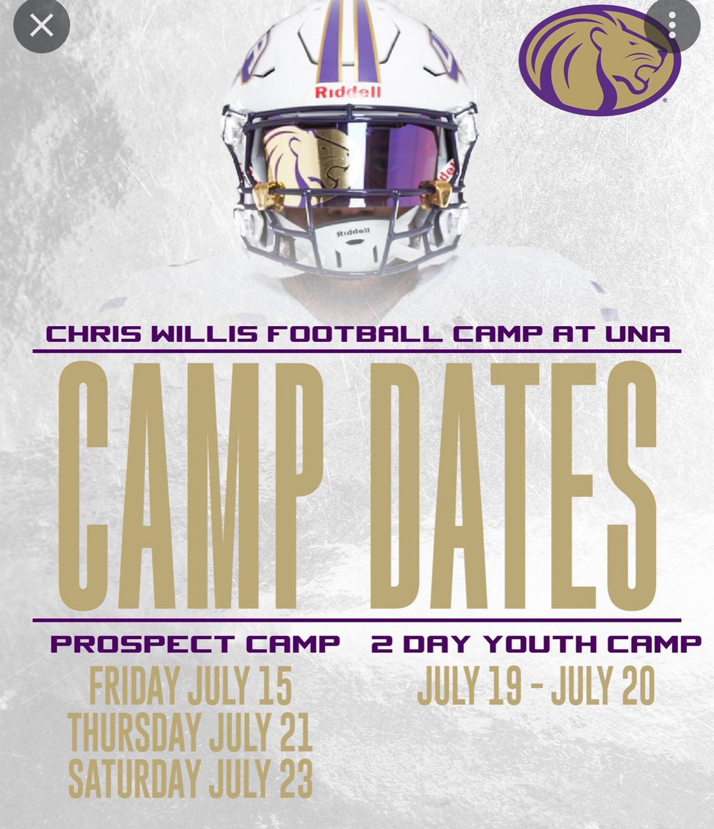 I will be attending <a href="/UNAFootball/">North Alabama Football</a> camp! <a href="/CoachPorterJP3/">Trey Porter</a> <a href="/RecruitHoover/">#RecruitHoover</a> <a href="/BucsFootball/">Hoover Bucs Football</a> <a href="/HallTechSports1/">Hall-Tech Sports</a>