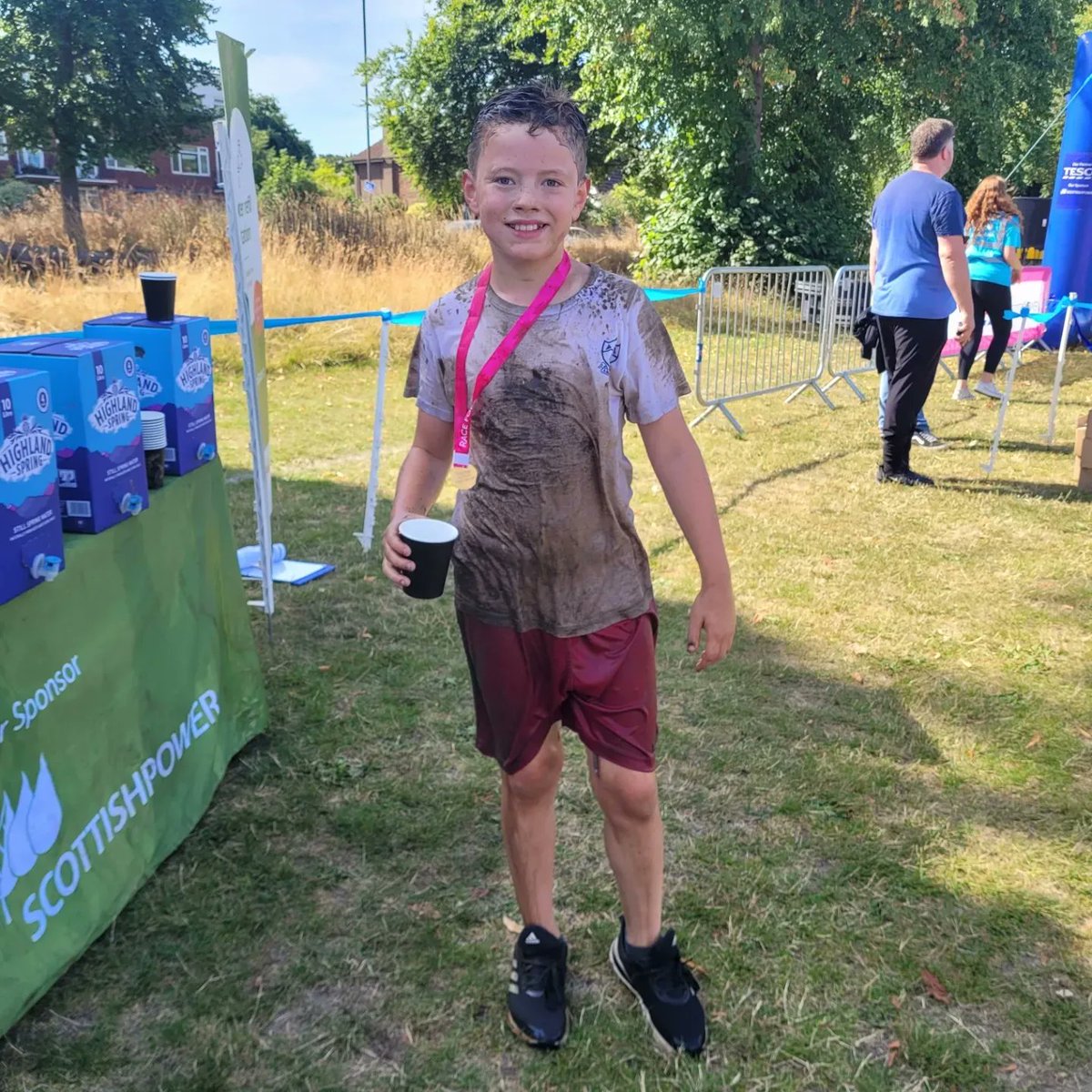 nicoleodam's tweet photo. @alderwood_pe Alfie started his summer holidays by running the 5k muddy run and so far has raised over £200! Think we might need a new p.e top for September though! 🤣 https://t.co/XkTBIOUmMt