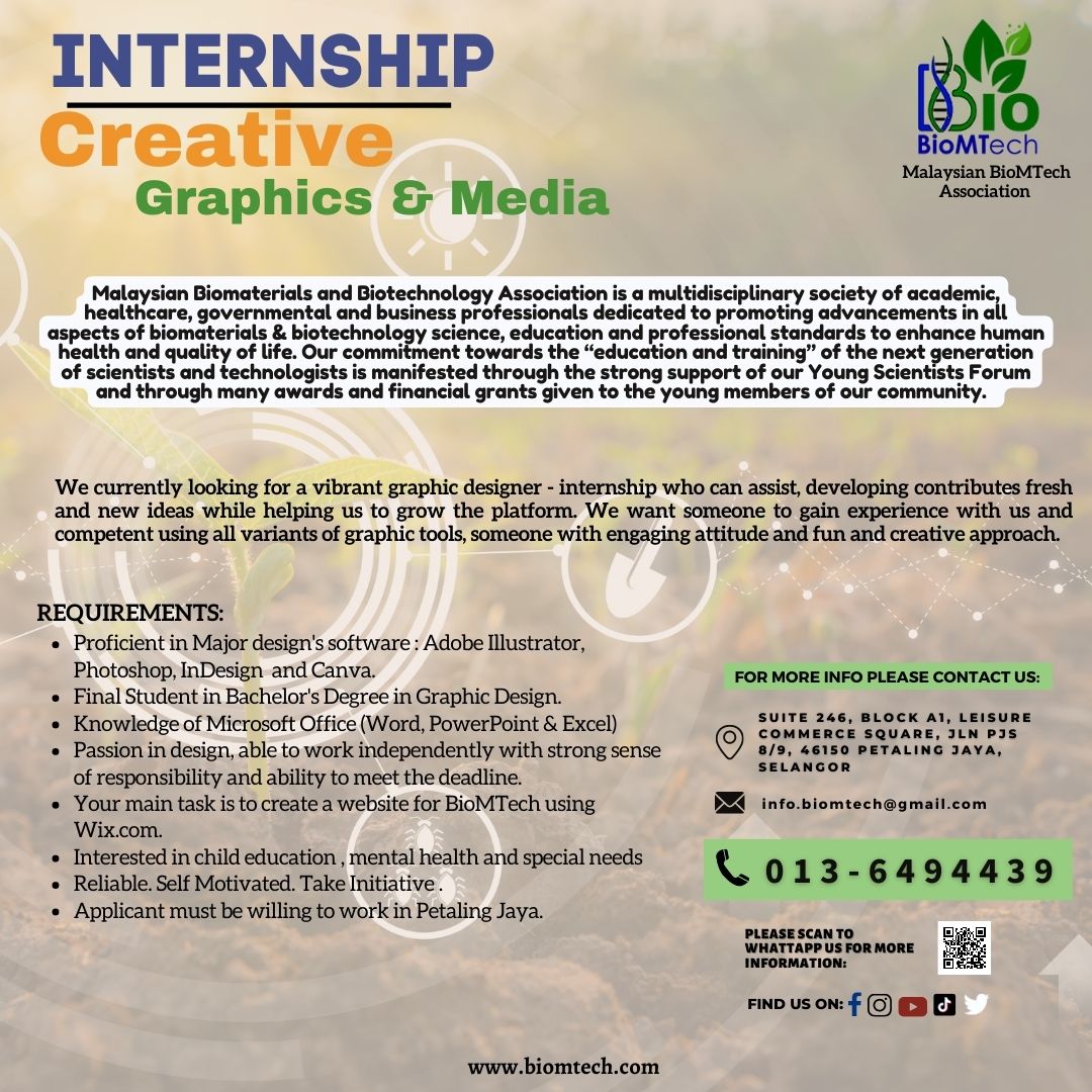 BioMTechAssoc's tweet image. W are currently looking for a vibrant internship student, who can assist, developing contributes fresh and new ideas while helping us to grow the platform. 
Please send us resume at: info.biomtech@gmail.com😊