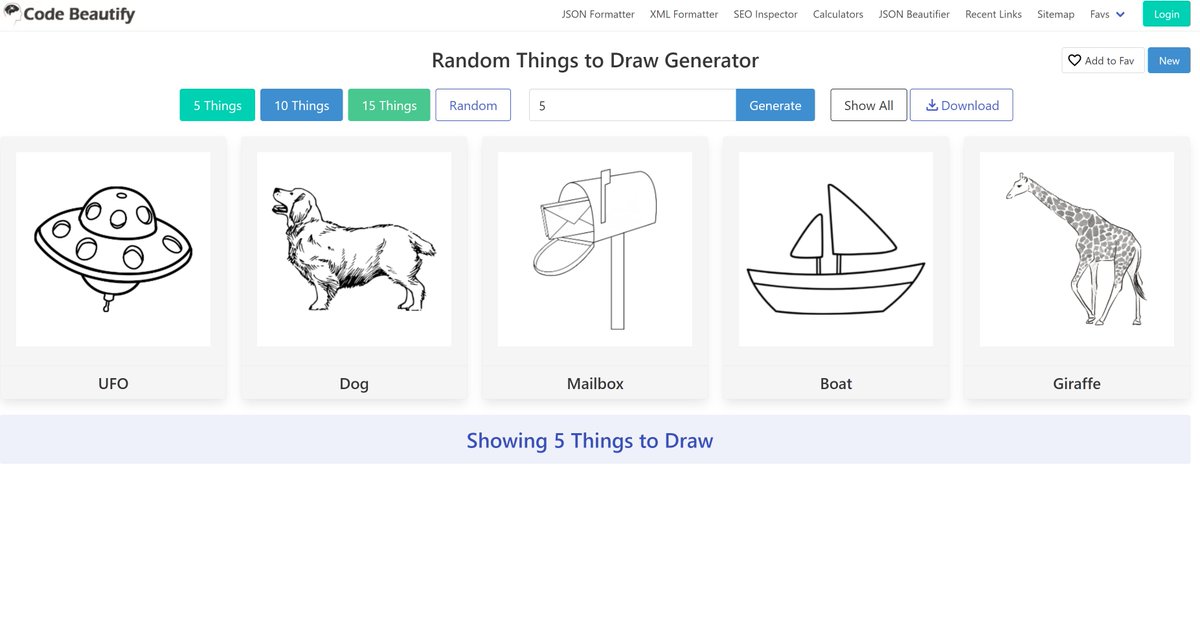 Codebeautify's tweet image. codebeautify.org/random-things-… #draw #creativity #learning #painting #random