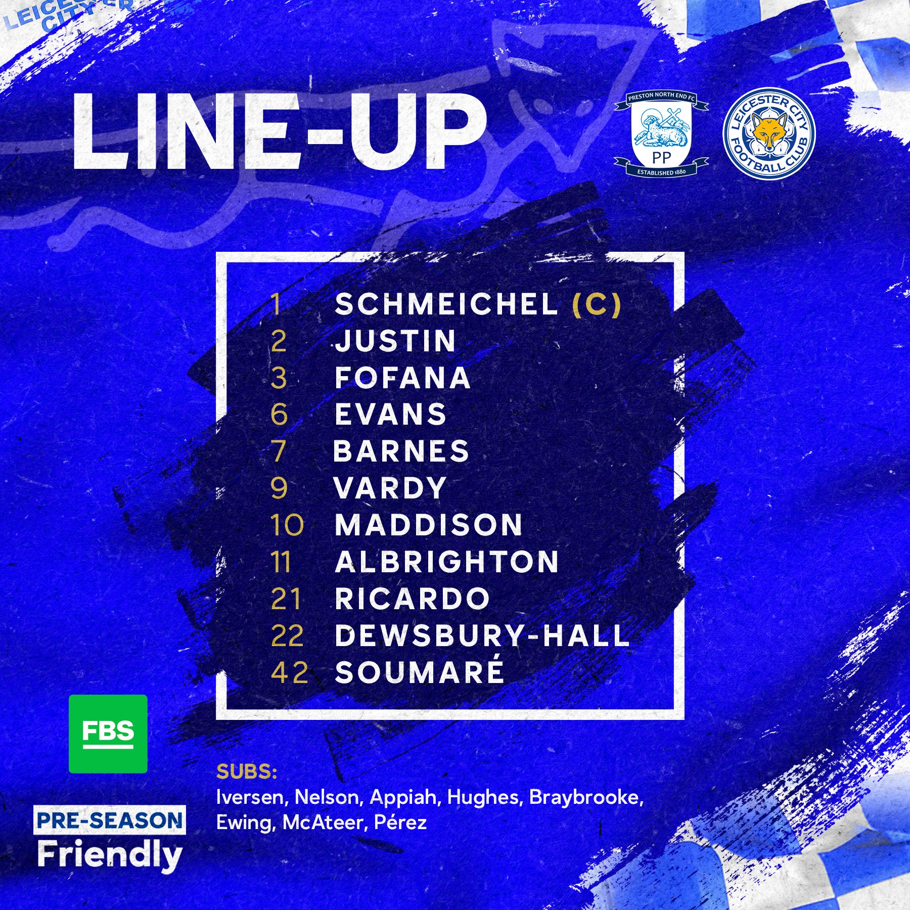 Leicester City on Twitter "One change to the bench here at Deepdale ℹ️
