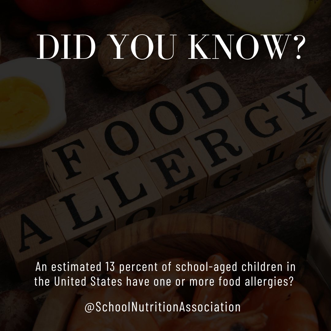 Did you know that an estimated 13 percent of school-aged children in the United States have one or more food allergies? Find the answers to common food allergy questions on SNA's Food Allergy Resource Center: schoolnutrition.org/learning-cente…