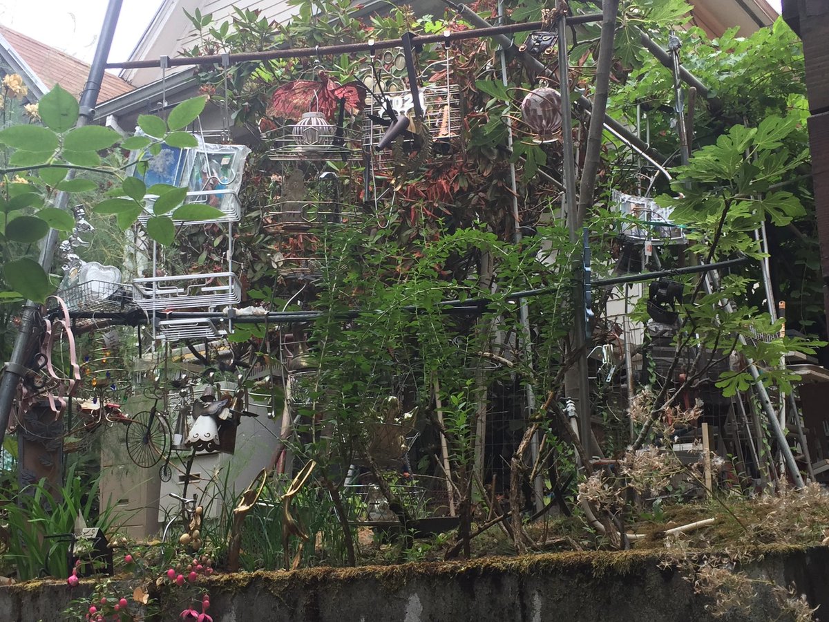 kt_sinback's tweet photo. Found out we are getting neighbors tomorrow after almost 9 years of the house next door being vacant. Appears the owners don’t intend to clear out their outsider art project/workspace/thrift store dumping ground for the new tenants. #oldportland https://t.co/fvLzrKuf3z