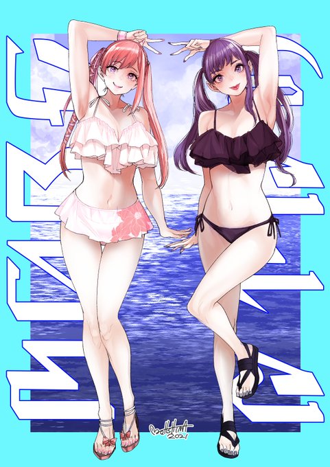 すでに描いてる去年と今年のビキニを並べてアップして、さも落描きしました顔をしてみよう。(現実逃避 