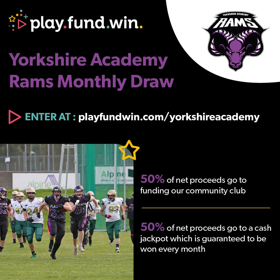 Yorkshire_Rams's tweet photo. All of our games are free entry but you can still enter our Monthly Draw and support the club!

100% of net proceeds go directly to the club, and a cash jackpot, which you have the chance to win each month! 

Enter the draw here: https://t.co/Ybg1tuvfO0 

#BetterNeverStops

🤘🏈 https://t.co/ww7sHObHeK