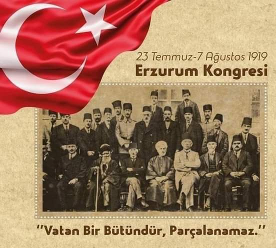 #23Temmuz1919 günü Mustafa Kemal ATATÜRK önderliğinde gerçekleşen, Türk ulusunun hiçbir zaman manda ve himayeyi kabul etmeyeceğinin bütün dünyaya ilan edildiği #ErzurumKongresi’nin 103. yıl dönümü kutlu olsun. 🇹🇷 #MustafaKemalATATÜRK