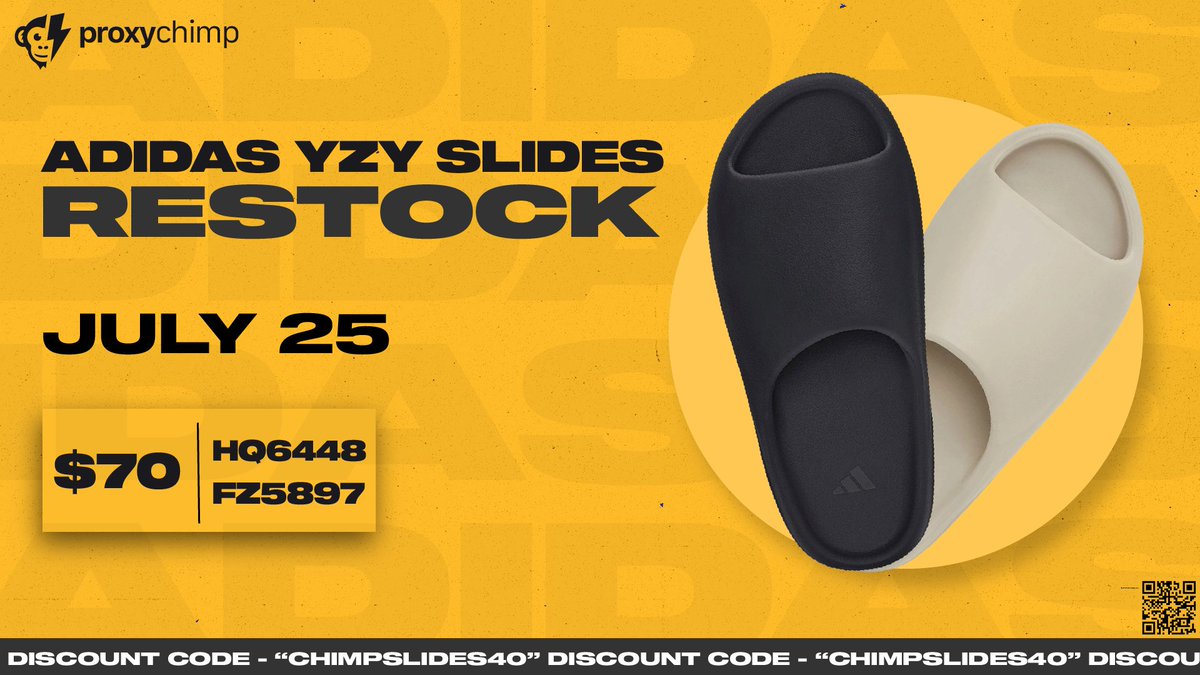 ProxyChimp's tweet photo. Get Ready for the YZY Slides Restock!

Purchase:
Discount: CHIMPSLIDES40 (40% OFF)
Residential Plans: https://t.co/LVzOWd6LHA
ISP Plans: https://t.co/ysejt7hNST

Eligible for all plans!

🎁We're also giving away 3x 3GB plans for free!
Just FOLLOW, RETWEET and TAG 1 friend 🎉 https://t.co/xS2TbDVxyE