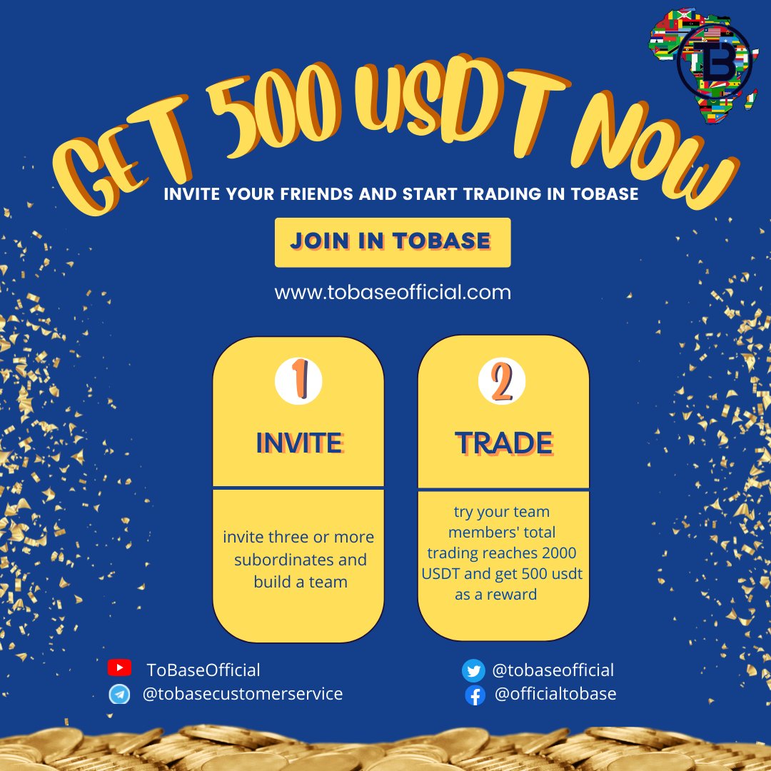 tobaseofficial's tweet photo. Hello Tobasers , have you participated in our event? Come and join and get 500 USDT as a reward.

 Event date is from July 21st  to August 21st 2022.
Contact us now or check out our socials for more informations. #tobase #tobaseafrica #CryptoNews https://t.co/tSQLQmmsp6