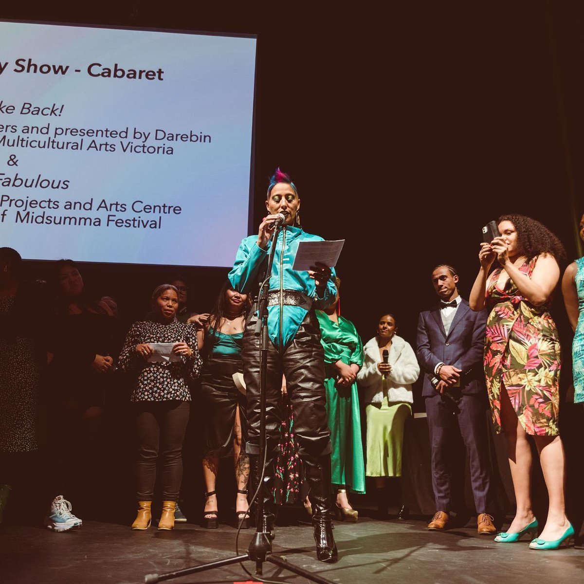 “Hand over the money, the keys, the stage and the mic &amp; btw repatriate all the stolen resources to our First Nations people bitxhes.”Excerpt from my part of TakeBack’s GREEN ROOM AWARD Acceptance Speech for BEST VARIETY SHOW (CABARET)July 2022.
#wewillneverdissappear #TakeBack