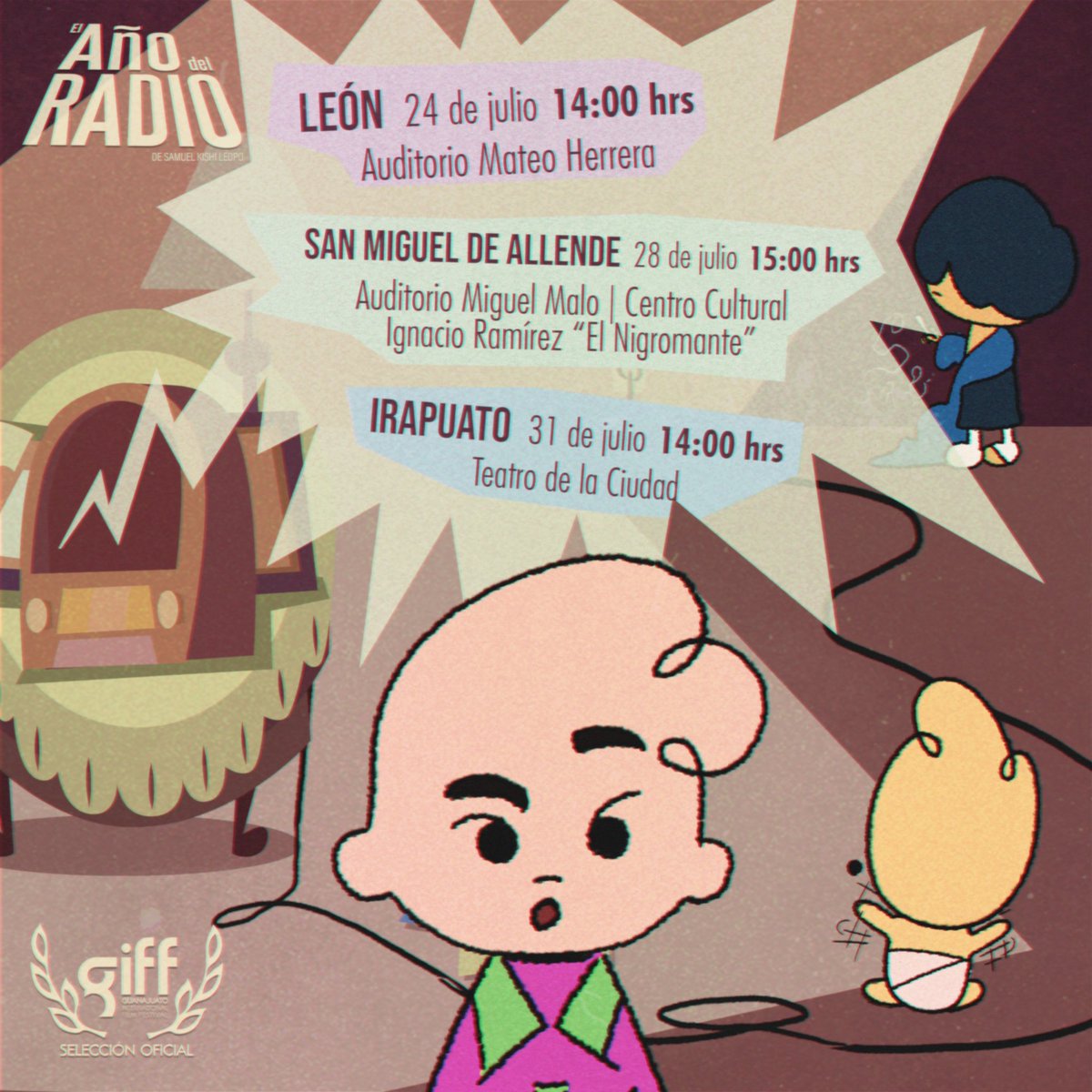 cebollafilms's tweet photo. 🍳 ¡Ya empezó el @giffmx! Les compartimos que tendremos 3 funciones de nuestro cortometraje ‘El Año del Radio’ que está en competencia en la sección Cortometraje Mexicano y ha sido calificado recientemente por @sin_enfoque como un “Imperdible del GIFF”.

¡Ahí nos vemos! 🦋 https://t.co/GQ9xml5Q02
