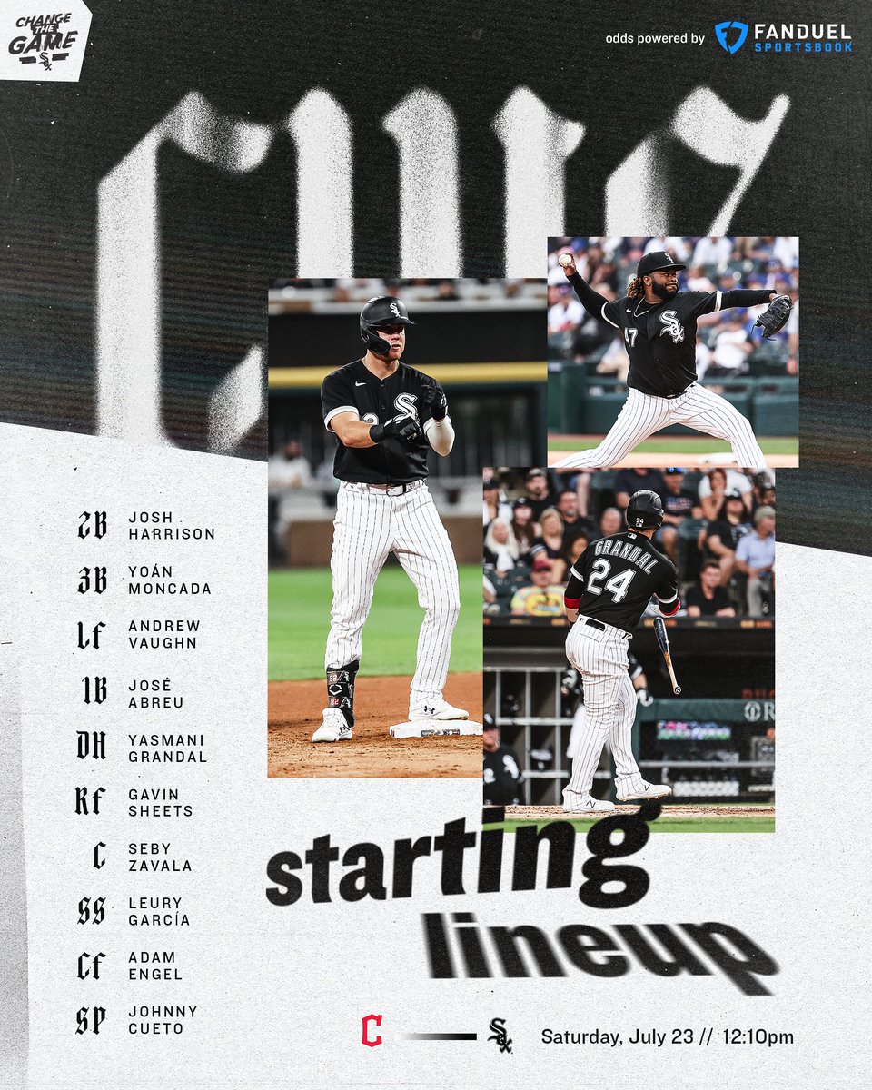 whitesox's tweet photo. Today's #WhiteSox starters for Game 1 at Guaranteed Rate Field.

⏰: 12:10 p.m. CT
📺: @NBCSChicago 
📻: @ESPN1000 
💰: @FDSportsbook 
🔢: O/U 4 CWS Total Runs https://t.co/OO705U37e7