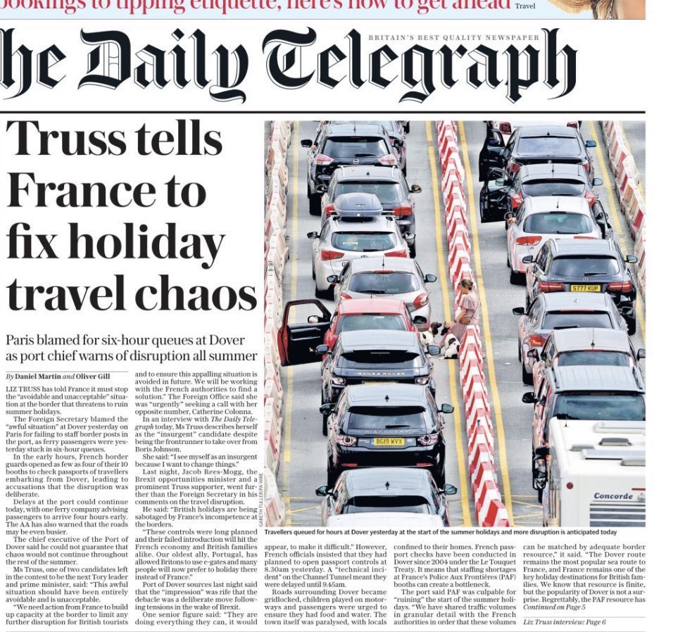 Les autorités françaises sont mobilisées pour contrôler nos frontières et faciliter le trafic autant que possible. J’ai échangé à ce sujet de manière constructive avec mon homologue <a href="/grantshapps/">Rt Hon Sir Grant Shapps</a> 🇫🇷🇬🇧
Mais la France n’est pas responsable du #Brexit.