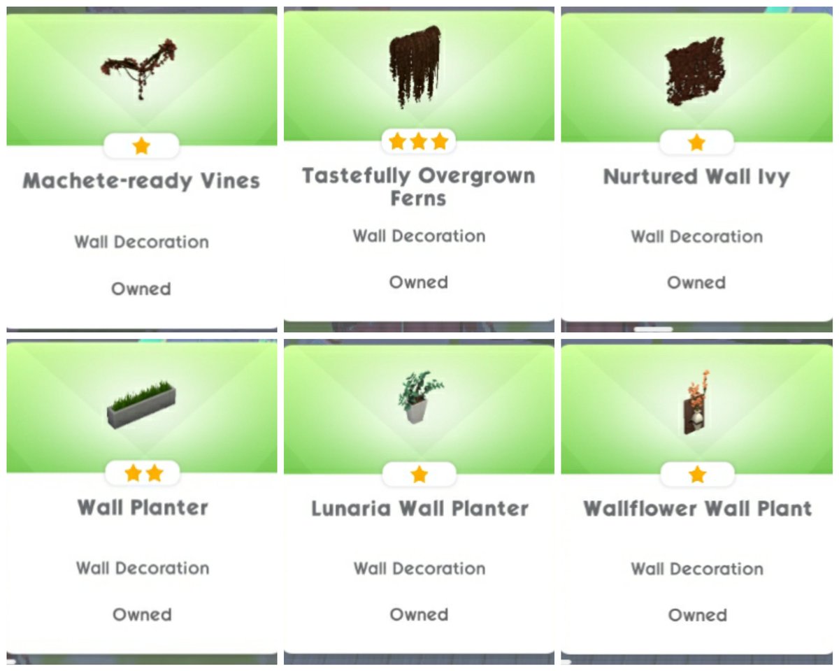 cantswimsimmer's tweet photo. hi @SimGuruSanah just wondering why this 3 new plants on the Festival Pass are on 'Wall Decorations' section while we have plants that are also tagged as ''Wall Deco'' but in 'Plants' section (EX: 3 plants below)? 🙏🏽🙏🏽

#TheSimsMobile https://t.co/1SGc18Ry41