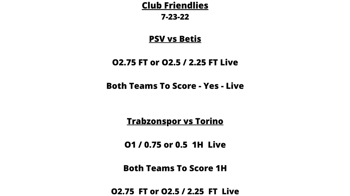 ROICapper1's tweet photo. Show Support By Hitting The Like Button or Retweet. 👊🙏  

#internationalclubfriendlies #lensfc #intermilan #acmilan #psv #realbetis #torino #trabzonspor #sportsbettingtips #sportsbets #soccer #sportsbetting #liveplays #sportsbettingtips #sportsbet https://t.co/ou3WojWpJg